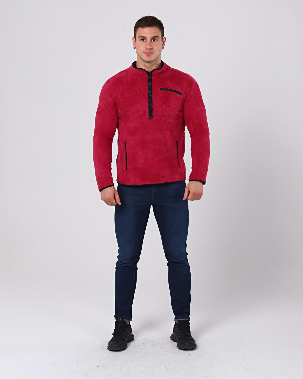 North Trace Gecko Yarım Fermuarlı Erkek Welsoft Polar Mürdüm - 2XL