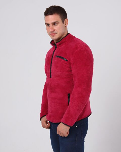 North Trace Gecko Yarım Fermuarlı Erkek Welsoft Polar Mürdüm - 2XL