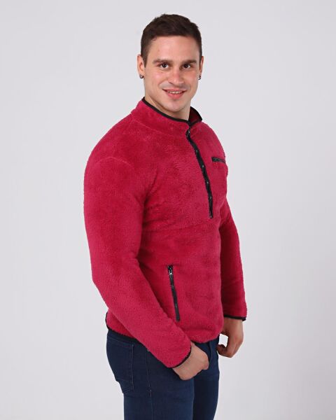 North Trace Gecko Yarım Fermuarlı Erkek Welsoft Polar Mürdüm - 2XL
