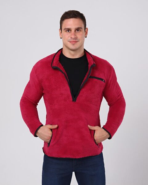 North Trace Gecko Yarım Fermuarlı Erkek Welsoft Polar Mürdüm - 2XL