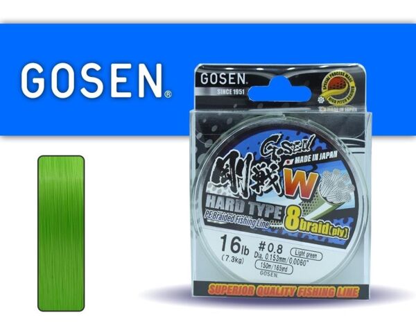 Gosen W8 Hard Type PE 8 Örgü Spin İp Misina 150 mt Açık Yeşil AÇIK YEŞİL - 0,132 mm