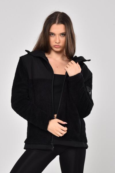 North Trace Gecko Kapüşonlu Kadın Welsoft Polar SİYAH - 2XL