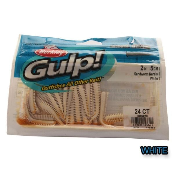 Berkley Gulp Alive Sandworm 5Cm 2İnç 24Ct Silikon Yem WHİTE