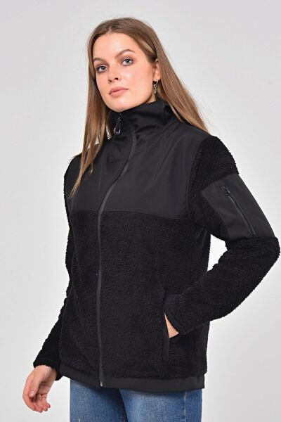 North Trace Gecko Kapüşonlu Kadın Welsoft Polar SİYAH - S