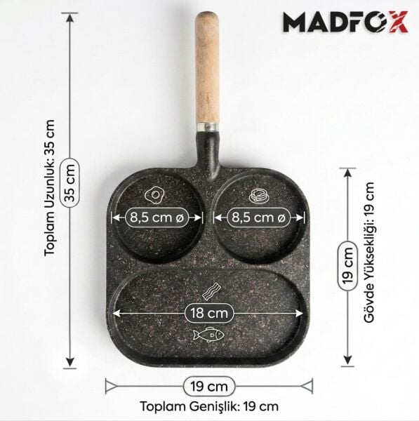 Madfox TrioChef 3 Gözlü Granit Döküm Tava