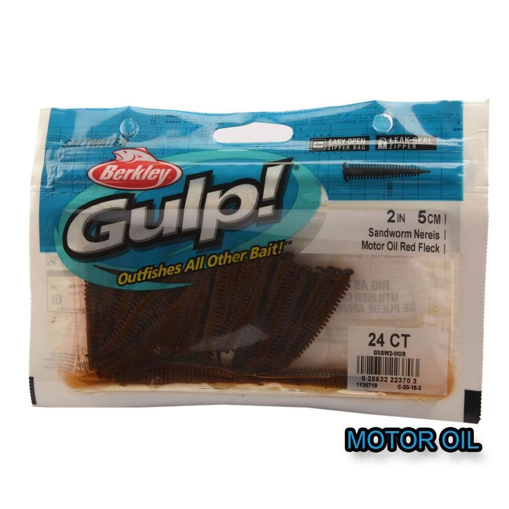 Berkley Gulp Alive Sandworm 5Cm 2İnç 24Ct Silikon Yem MOTOR OİL RED FLECK