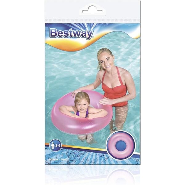 Bestway Neon Renk Şişme Simit 76 cm PEMBE