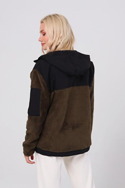 North Trace Gecko Kapüşonlu Kadın Welsoft Polar HAKİ - XL