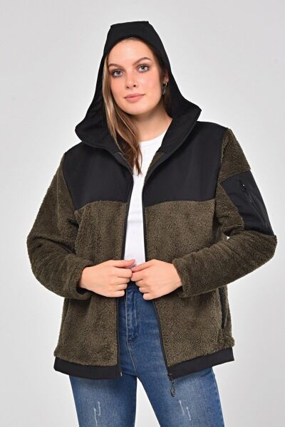 North Trace Gecko Kapüşonlu Kadın Welsoft Polar HAKİ - 2XL