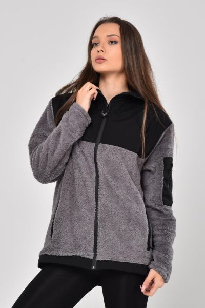North Trace Gecko Kapüşonlu Kadın Welsoft Polar Füme - S