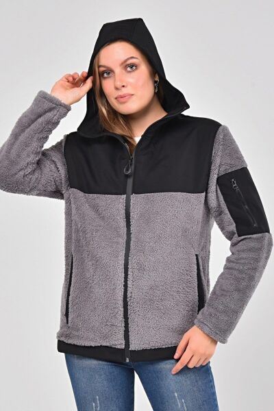 North Trace Gecko Kapüşonlu Kadın Welsoft Polar Füme - XL