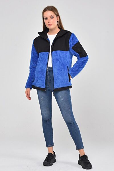 North Trace Gecko Kapüşonlu Kadın Welsoft Polar Saks Mavi - 2XL