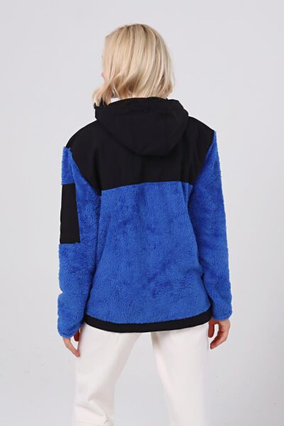 North Trace Gecko Kapüşonlu Kadın Welsoft Polar Saks Mavi - 2XL