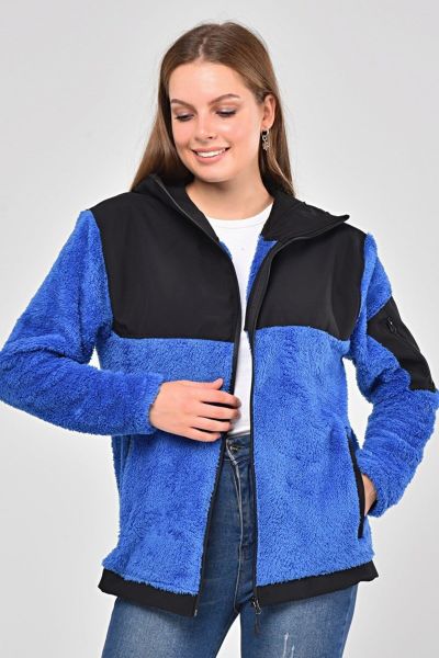 North Trace Gecko Kapüşonlu Kadın Welsoft Polar Saks Mavi - 2XL
