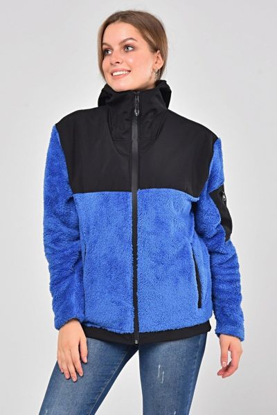 North Trace Gecko Kapüşonlu Kadın Welsoft Polar Saks Mavi - 2XL