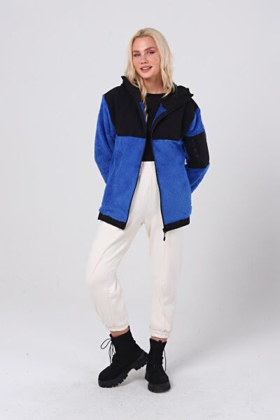 North Trace Gecko Kapüşonlu Kadın Welsoft Polar Saks Mavi - M