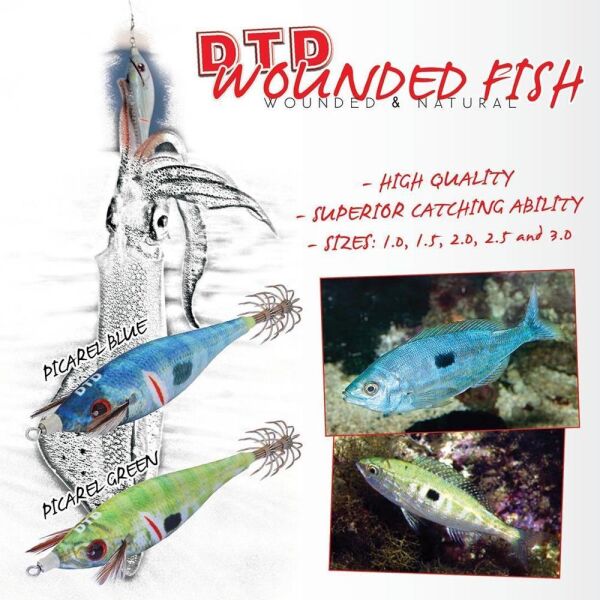 DTD Wounded Fish Egi 3.5 Glow 105 mm 17.5 gr Kalamar Zokası Oblada Melanura