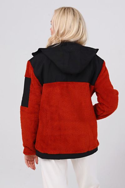 North Trace Gecko Kapüşonlu Kadın Welsoft Polar Kiremit - 2XL