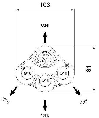 Climbing Technology Cheese Plate S L637 3 Delikli Alüminyum Dağıtım Plakası 36KN (Mavi)
