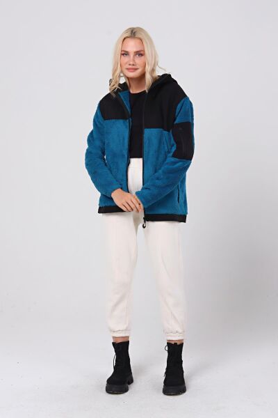North Trace Gecko Kapüşonlu Kadın Welsoft Polar Petrol Mavisi - 2XL