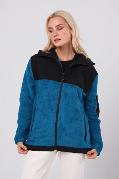 North Trace Gecko Kapüşonlu Kadın Welsoft Polar Petrol Mavisi - XL