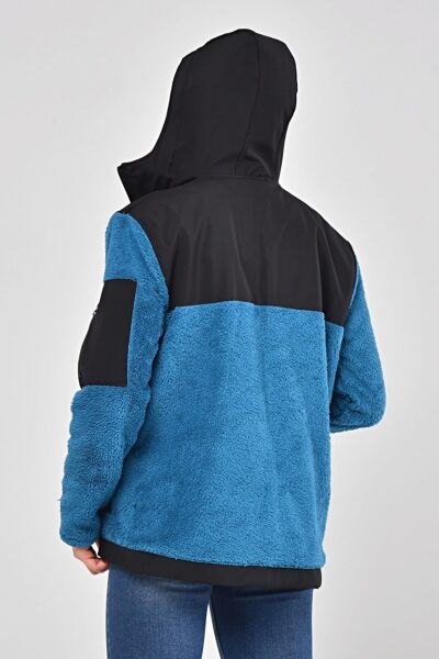 North Trace Gecko Kapüşonlu Kadın Welsoft Polar Petrol Mavisi - XL