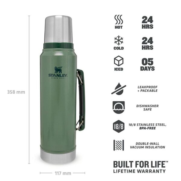 Stanley Klasik Vakumlu Çelik Termos 1 Lt YEŞİL