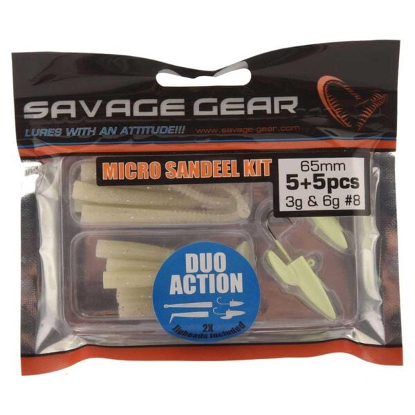 Savage Gear LRF Micro Sandeel Kit 1+1 5+5 Silikon Yem GLOW
