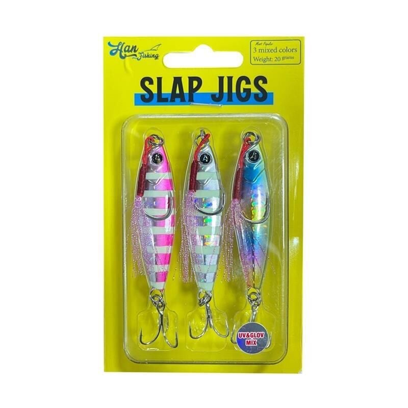 HanFish Slap Jigs 3 Uv&Glow Mix jig Yem 15 Gr