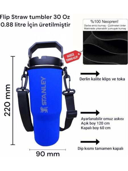 Stanley Neopren Termos Kılıfı ve Omuz Askısı 0.89 Lt The Iceflow Flip Straw Pipetli