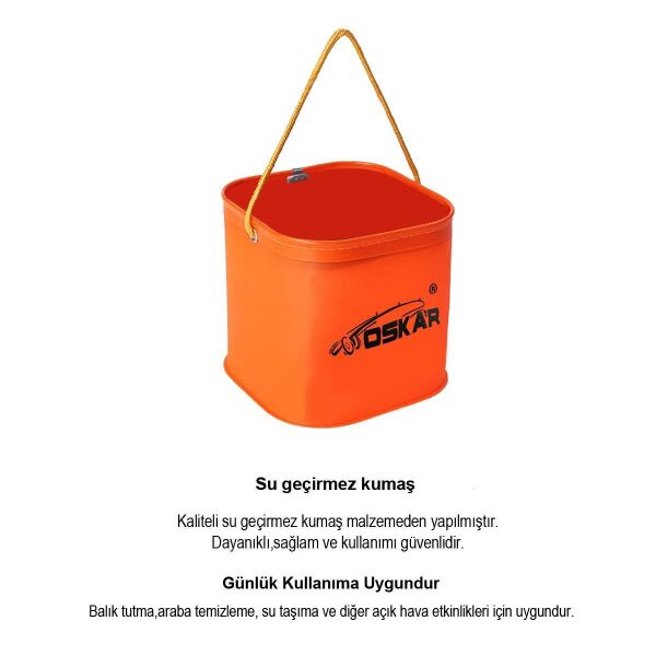 Oskar Eva Katlanır Balıkçı Kovası 6 Lt TURUNCU