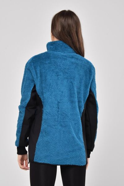 North Trace Gecko Tam Fermuarlı Kadın Welsoft Polar Petrol Mavisi - 2XL