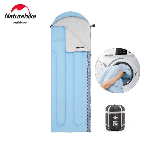 Naturehike L250 Zarf Tarzı Kapüşonlu Uyku Tulumu -10°C MAVİ - Left