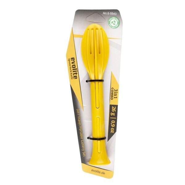 Evolite Combo 3IN1 Portatif Çatal Kaşık Bıçak Seti Sarı