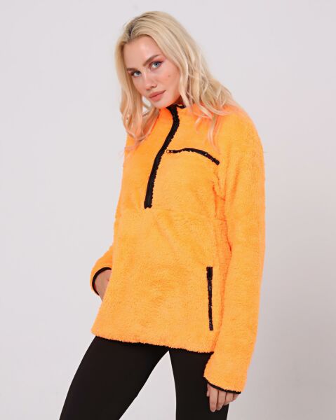 North Trace Gecko Yarım Fermuarlı Kadın Welsoft Polar TURUNCU - 2XL