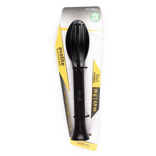 Evolite Combo 3IN1 Portatif Çatal Kaşık Bıçak Seti SİYAH