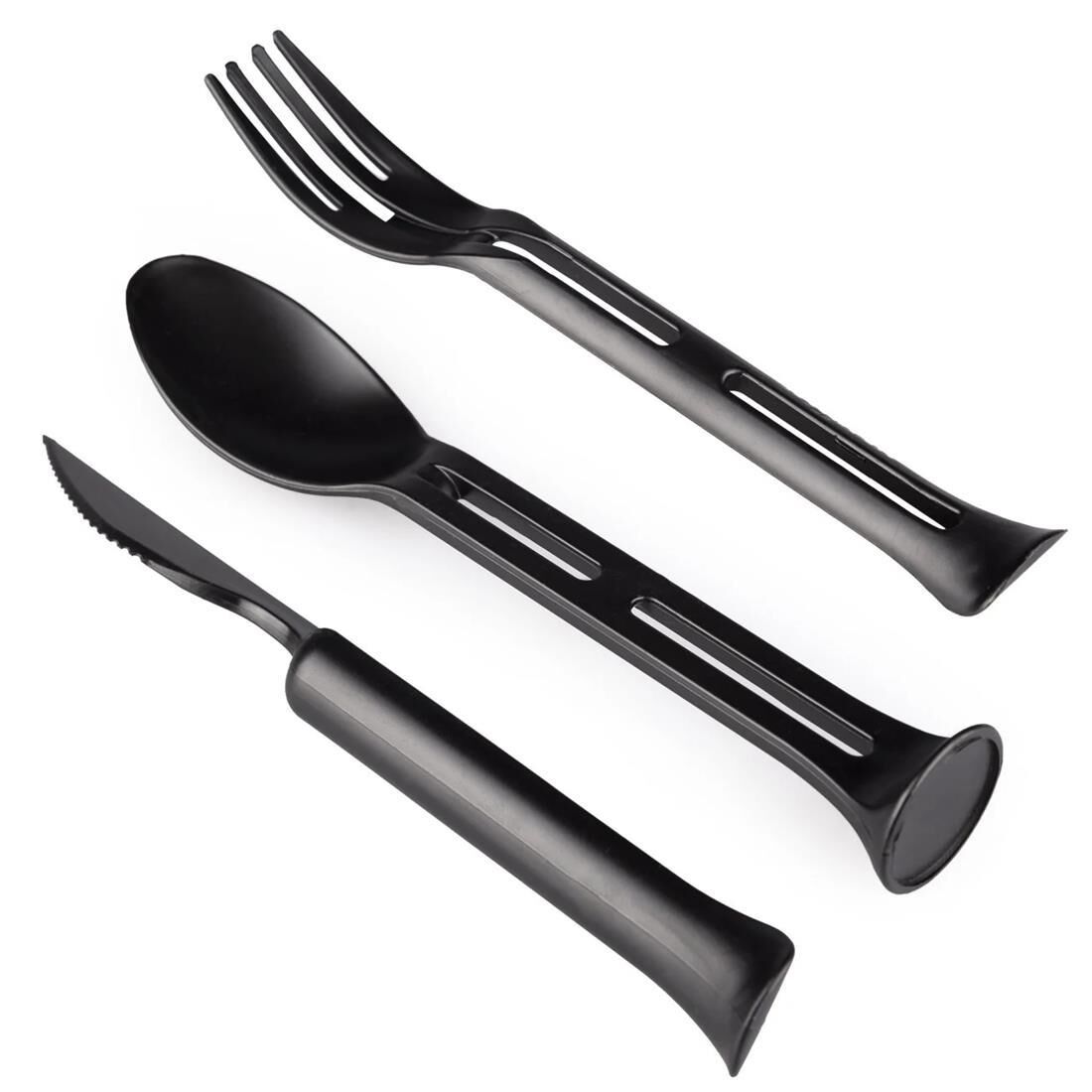Evolite Combo 3IN1 Portatif Çatal Kaşık Bıçak Seti SİYAH