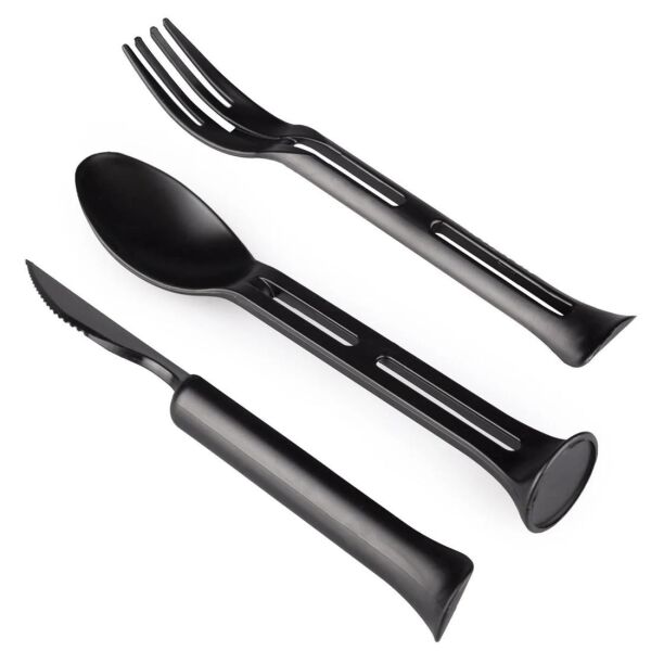 Evolite Combo 3IN1 Portatif Çatal Kaşık Bıçak Seti SİYAH