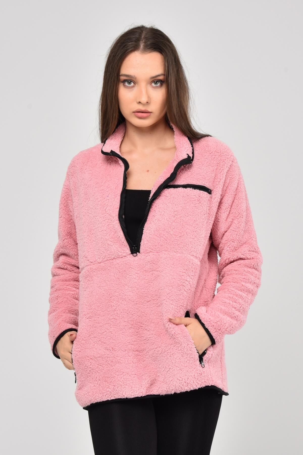 North Trace Gecko Yarım Fermuarlı Kadın Welsoft Polar PEMBE - L