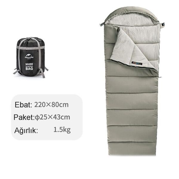 Naturehike M400 Pongee Pamuklu Uyku Tulumu -18°C YEŞİL - Left