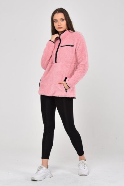 North Trace Gecko Yarım Fermuarlı Kadın Welsoft Polar PEMBE - XL