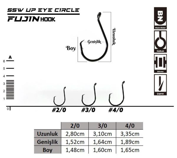 Fujin SSW Up Eye Circle Delikli Yemli Kancası NO:4/0