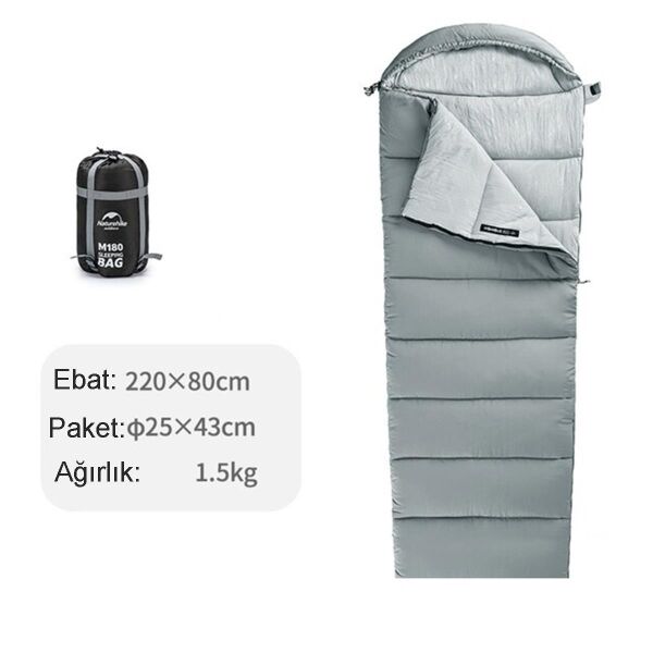 Naturehike M400 Pongee Pamuklu Uyku Tulumu -18°C GRİ - Left