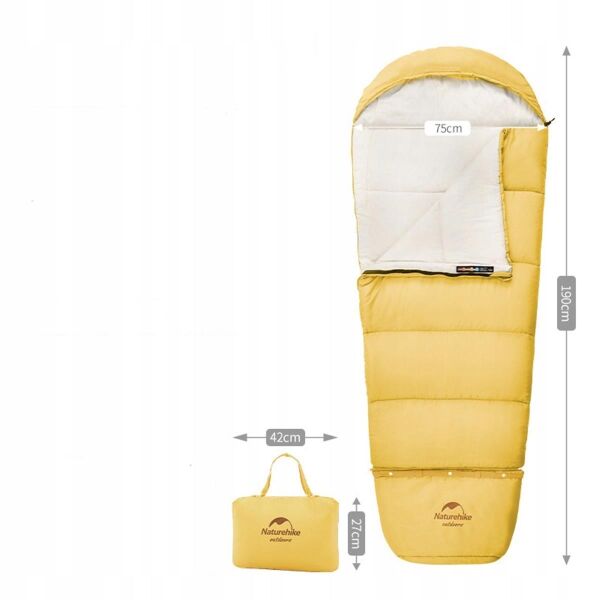 Naturehike C180 UltraLight Pamuklu Uyku Tulumu -8°C ( Çocuk ) Sarı - Left