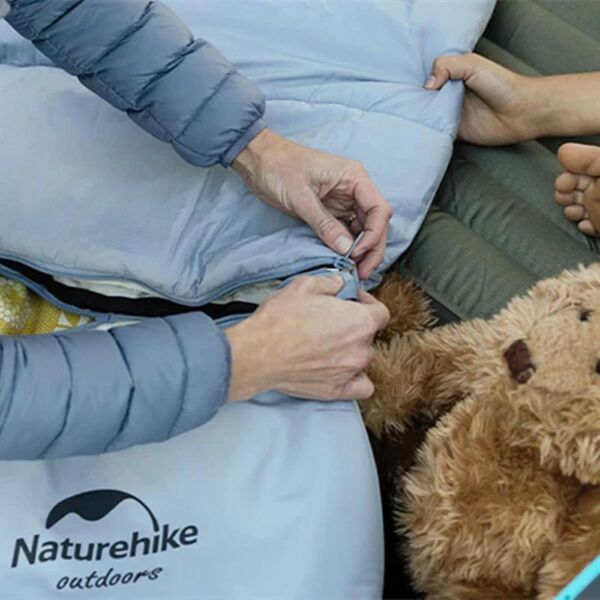Naturehike C180 UltraLight Pamuklu Uyku Tulumu -8°C ( Çocuk ) MAVİ - Right