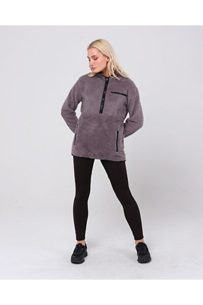 North Trace Gecko Yarım Fermuarlı Kadın Welsoft Polar Füme - XL