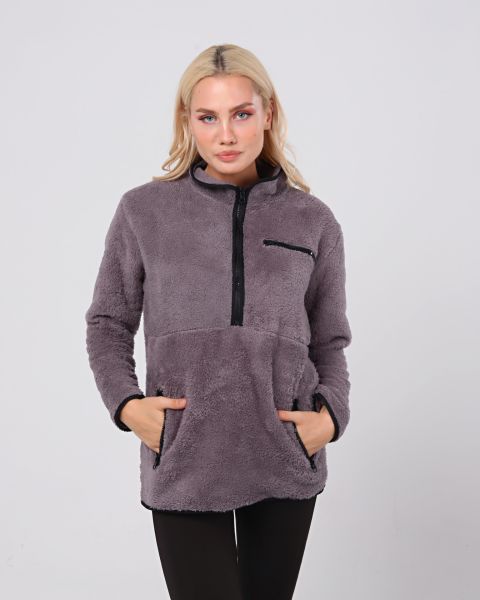 North Trace Gecko Yarım Fermuarlı Kadın Welsoft Polar Füme - L