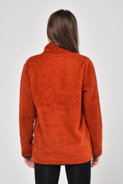 North Trace Gecko Yarım Fermuarlı Kadın Welsoft Polar Kiremit - XL