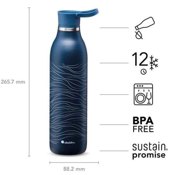 Aladdin CityLoop Thermavac eCycle Paslanmaz Çelik Su Şişesi 0.60 Lt LACİVERT