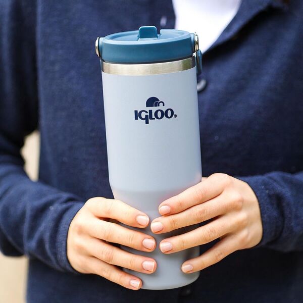 İgloo Powder Termos 900 ML Pipetli Termos Bardak Gri/Kyrak